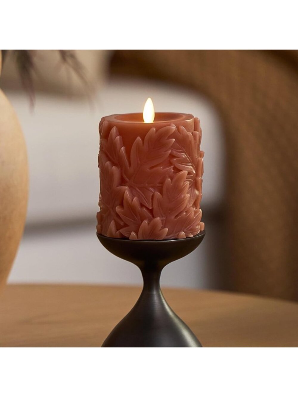 Flameless LED Pillar Candle with Timer - Fall Decor, Flickering Flame, Battery